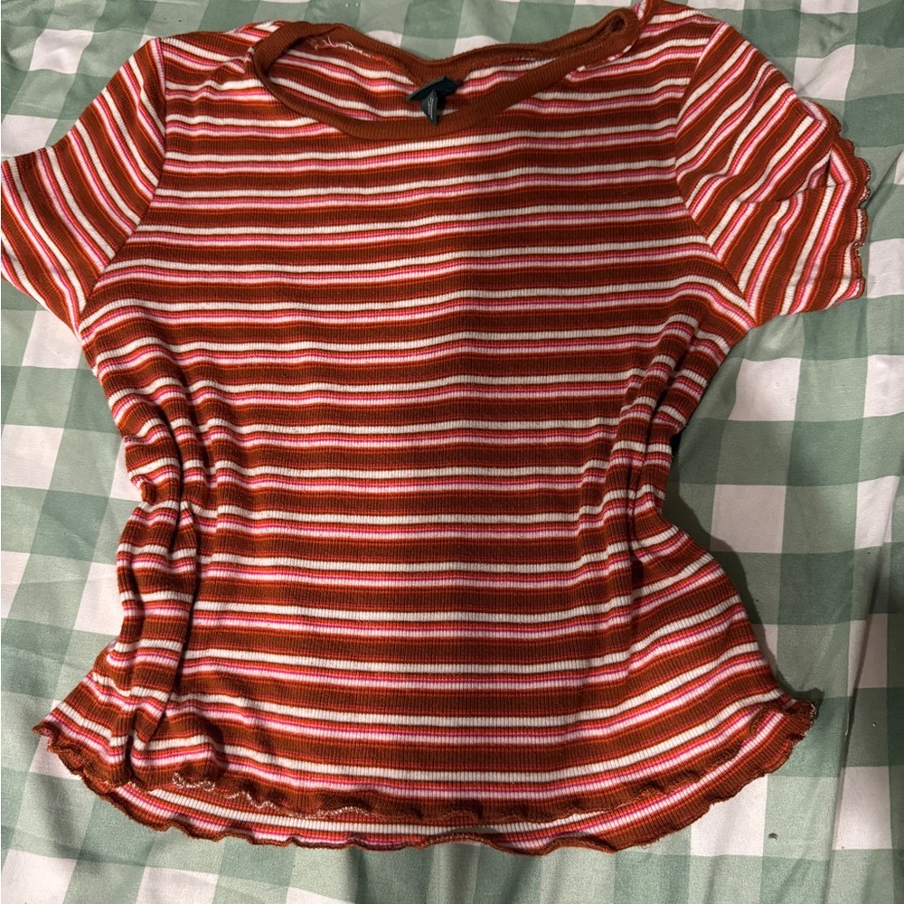 Striped Red and White Women's Top